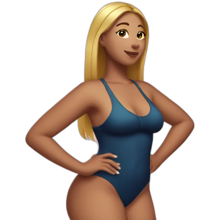 Slim-Thicc caucasian woman swimsuit posing emoji