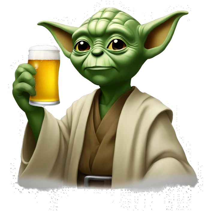 Yoda drinking a beer emoji