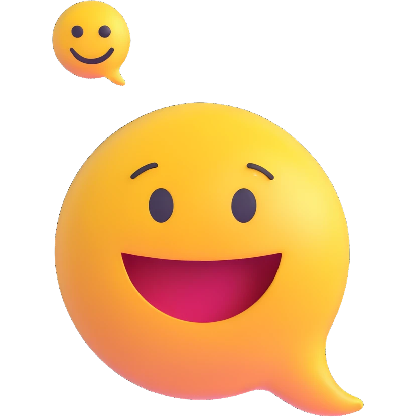 conversation bubble with a big smiley face emoji