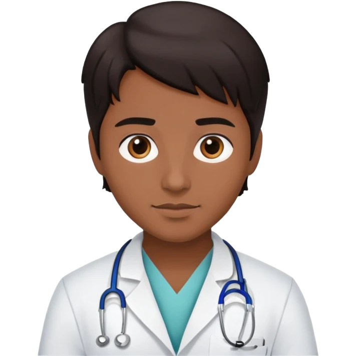 young doctor with dark hair and brown skin emoji