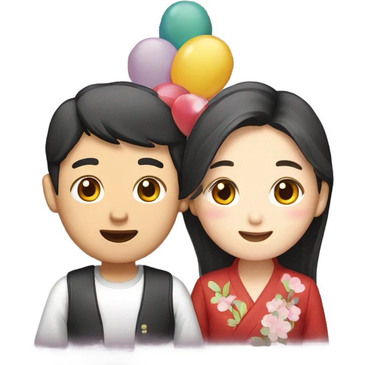 Korean couple celebrating birthday emoji