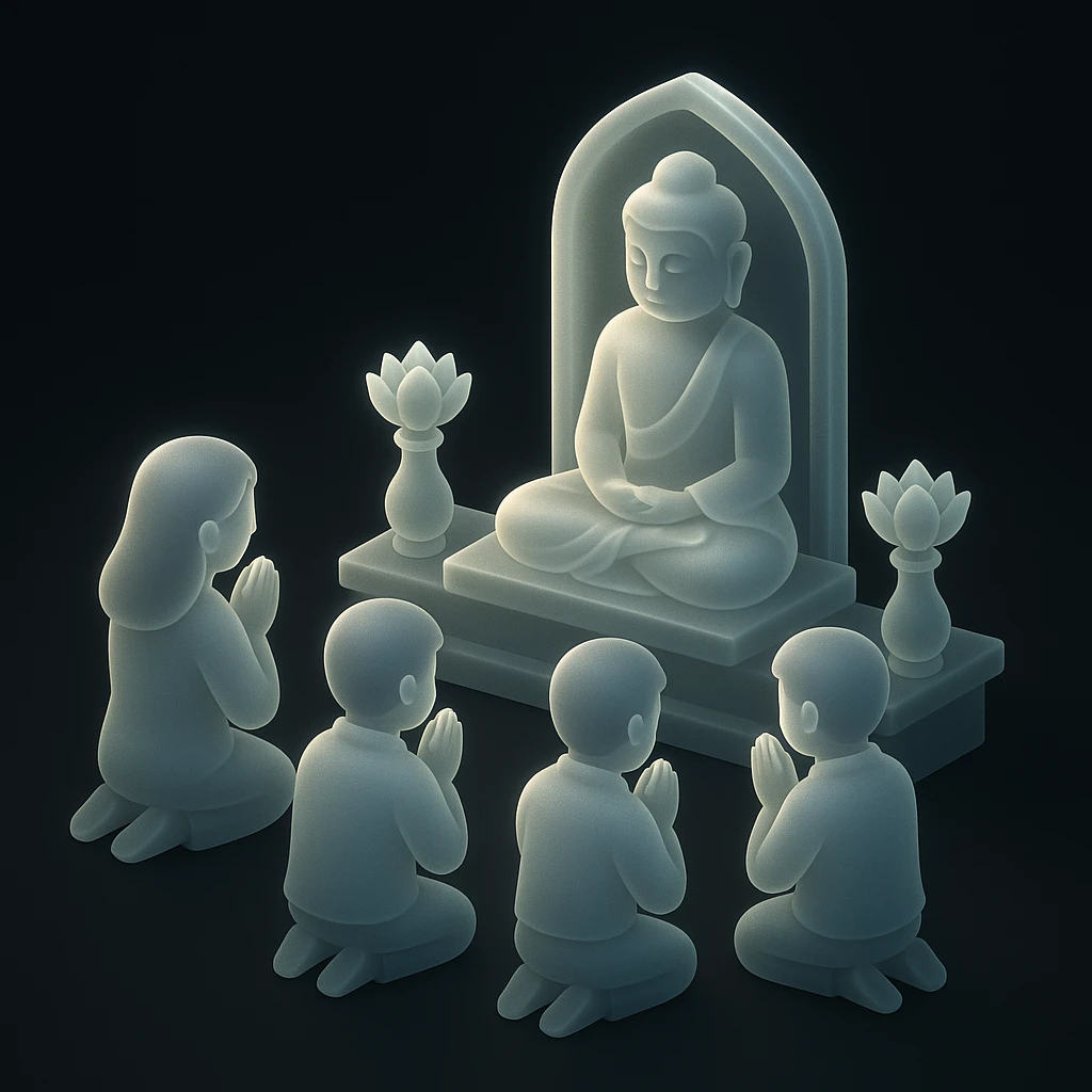 people praying in a Buddhist temple emoji