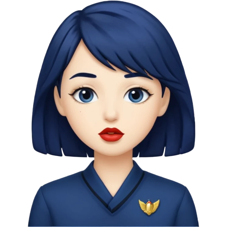 Navy blue kiss, navy hair emoji