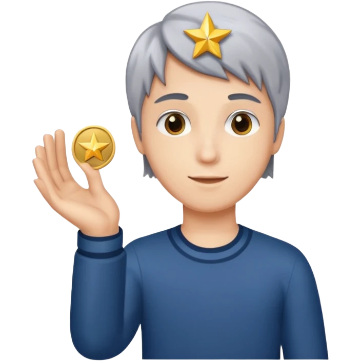 open hand holding a star and a coin emoji