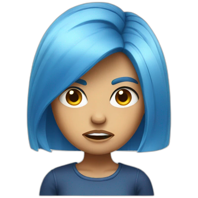 blue hair girl angry emoji