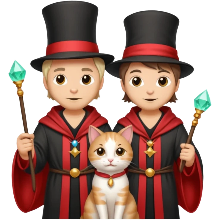 magician couple and their pet cat emoji