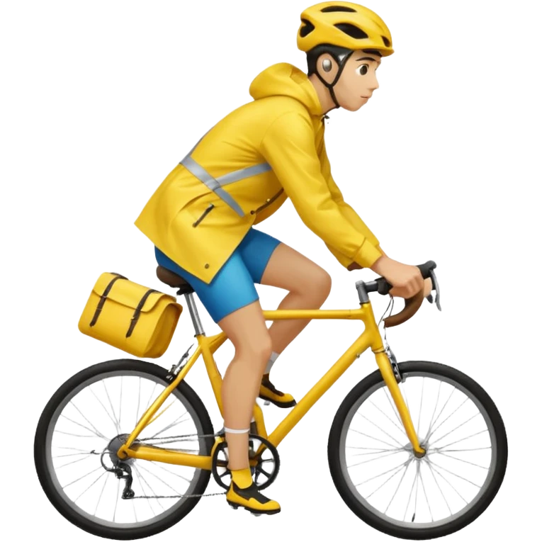 Cyclist in raincoat emoji