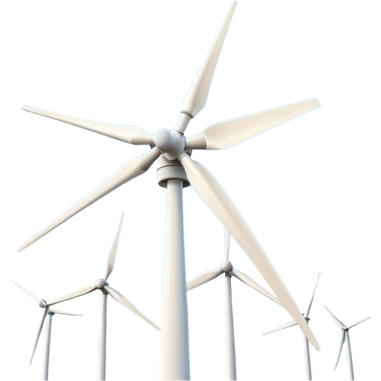 modern wind turbine, tall white tower with three long blades emoji