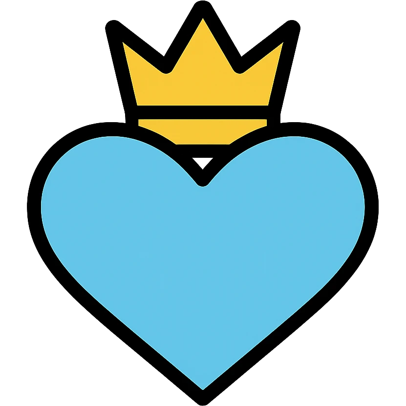 light blue heart with yellow crown, clean and recognizable icon emoji