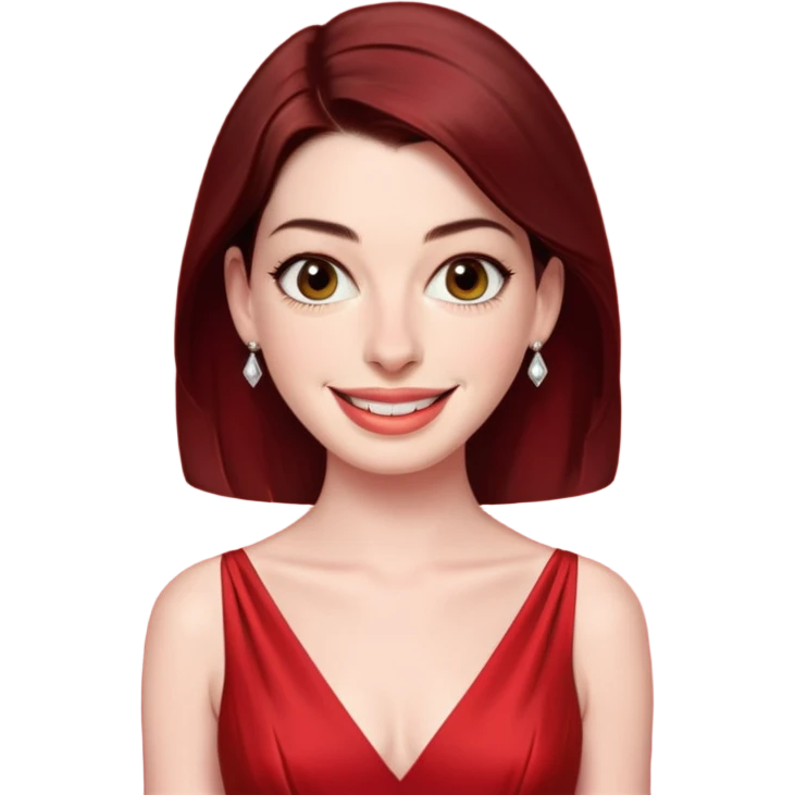 Anne Hathaway in red dress, red carpet emoji
