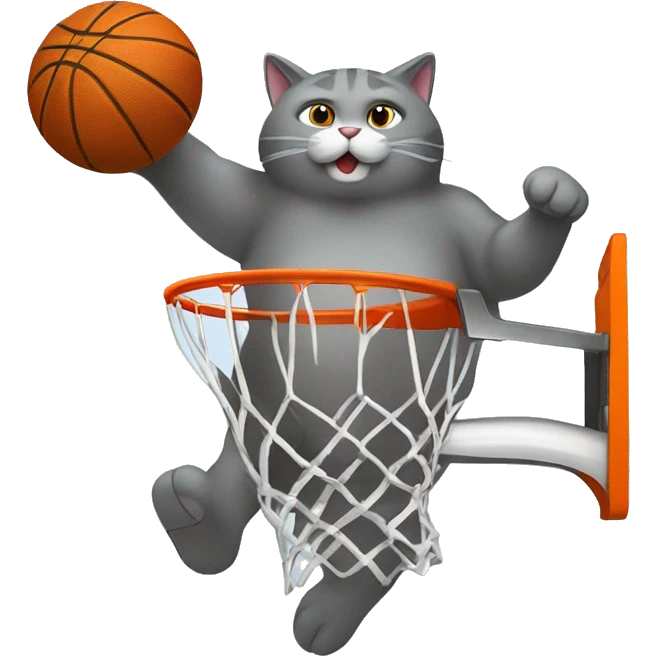 grey fat cat dunking basketball  emoji
