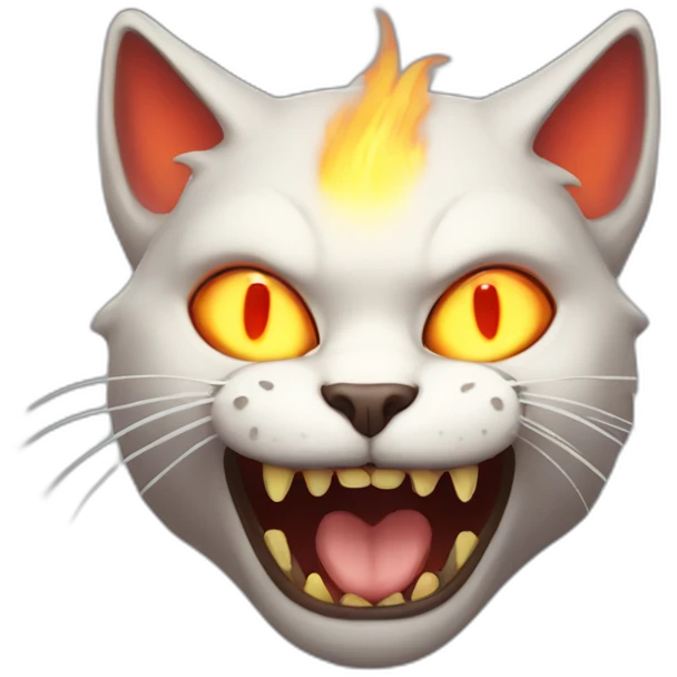 demon cat with fire ugly face emoji