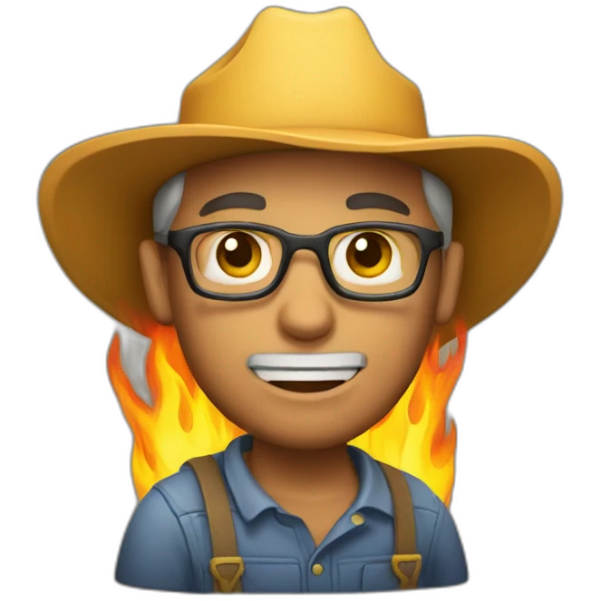 A farmer who is burning emoji