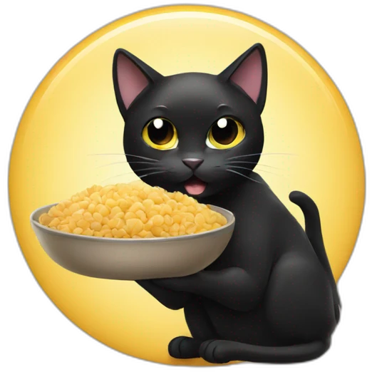 Black cat eating food emoji