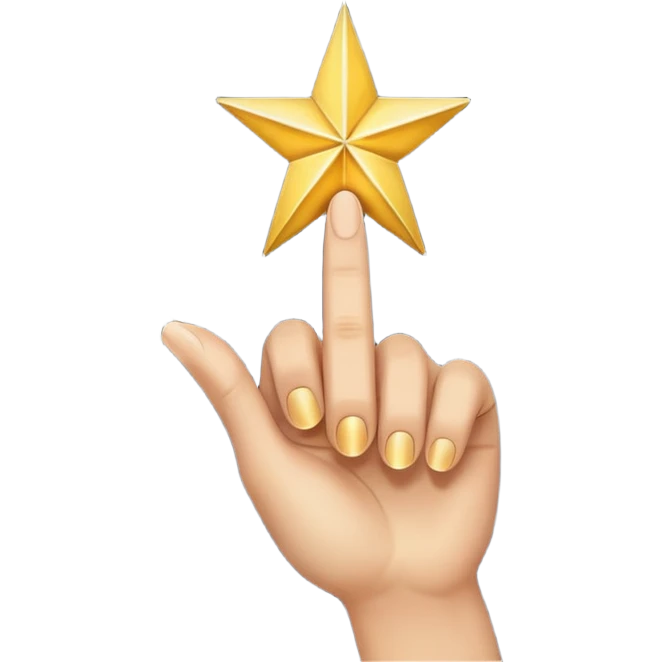 hand pointing with a star at the tip of the index finger emoji