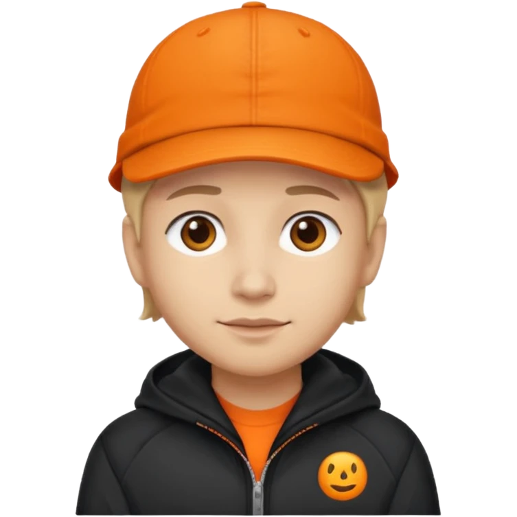 Kindly Keyin, Male YouTuber with orange cap, orange shirt, black jacket emoji
