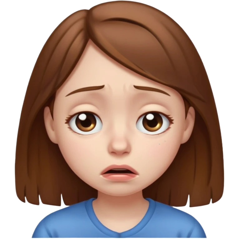 brown haired girl puffy swollen sad eyes emoji