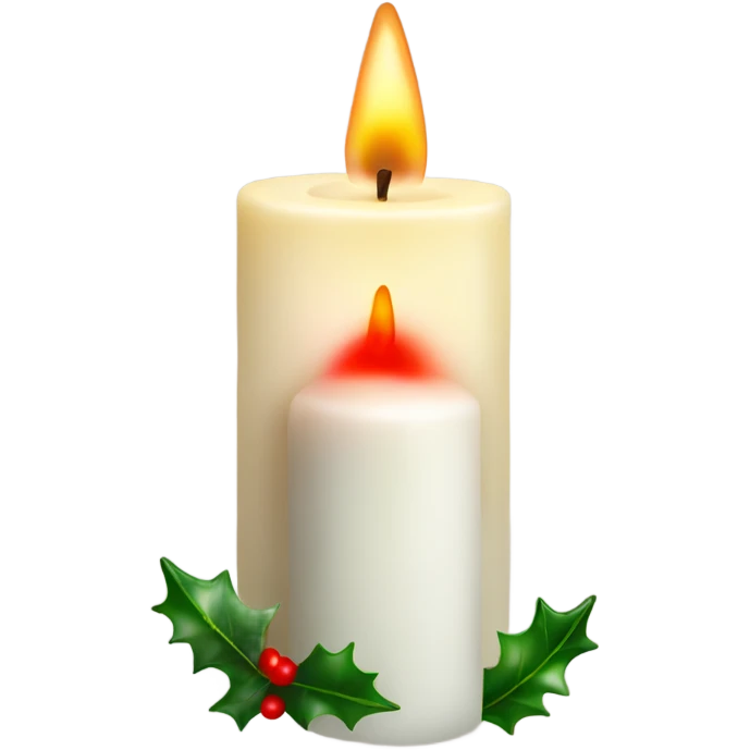 Realistic christmas candle with holly emoji