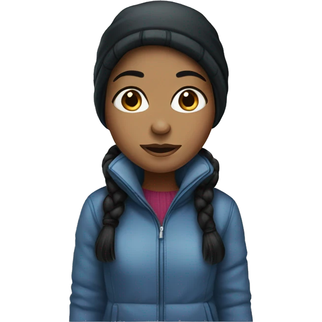 Black haired girl in a winter outfit emoji
