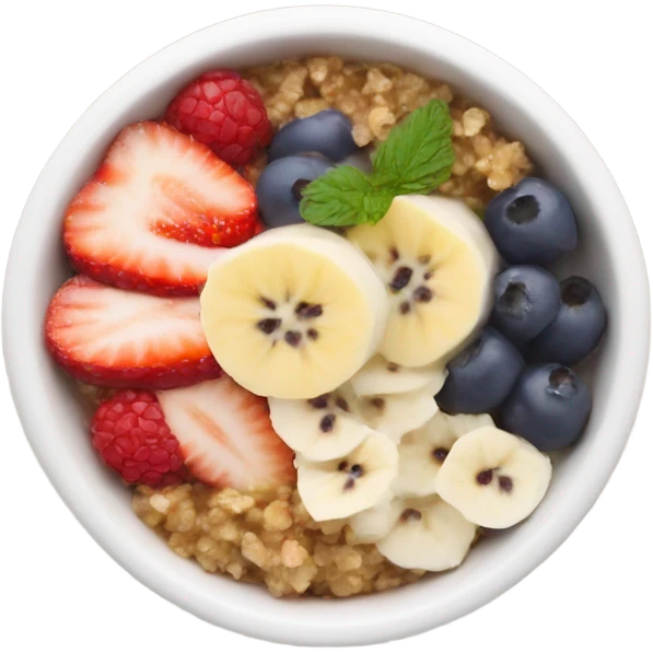 White acai bowl with toppings emoji