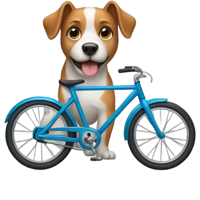 Dog using a bike emoji
