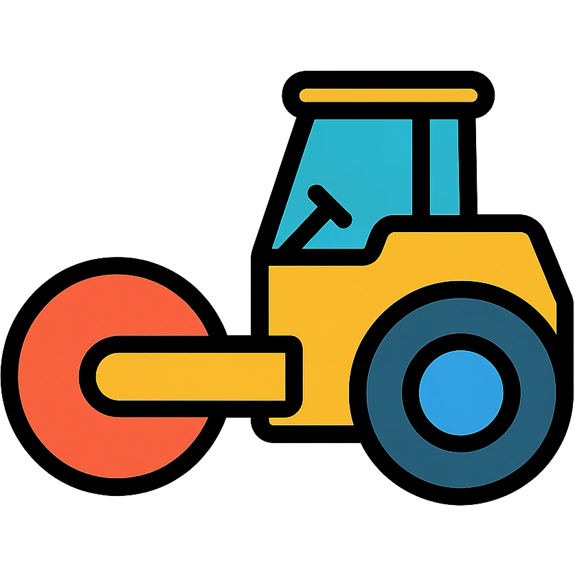 color outline icon of a road roller emoji