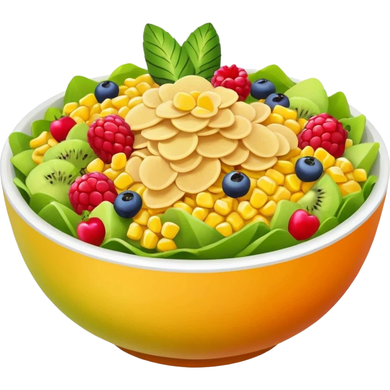 bowl of fruits, salads, corn flakes emoji