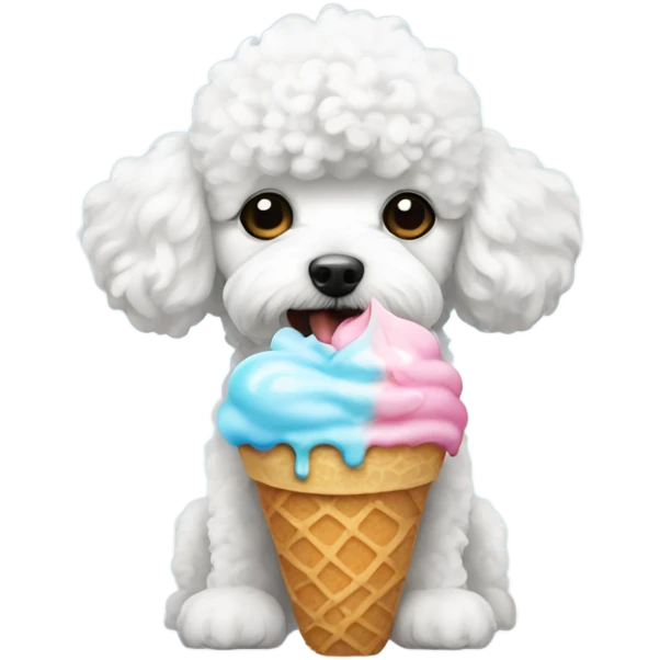small bichon poodle eating ice cream emoji