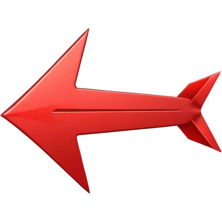 a red arrow ascending diagonally from bottom left to top right, with a shiny finish and subtle shadow for depth emoji