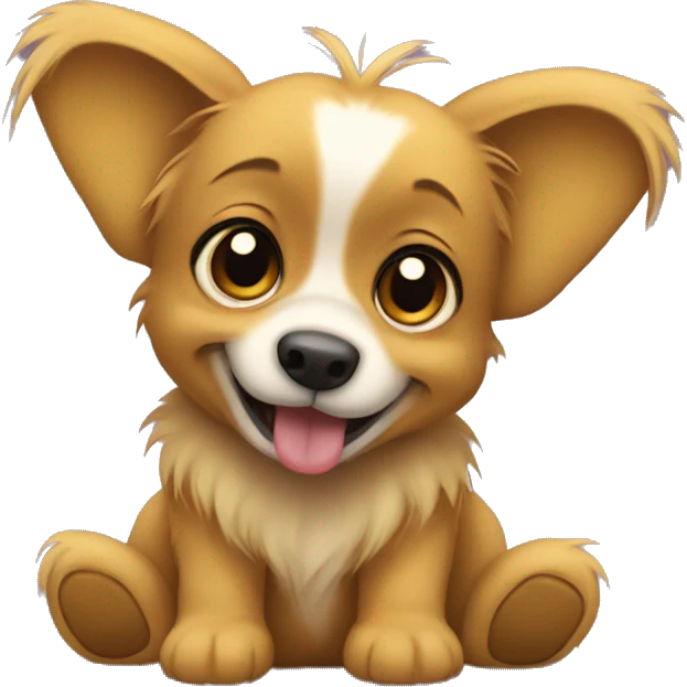 Papillon dog with a stuffed Winnie Pooh emoji
