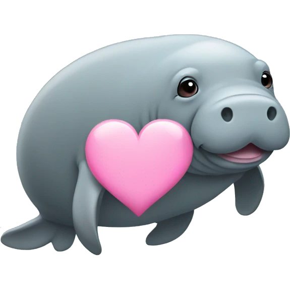Manatee with a pink heart emoji
