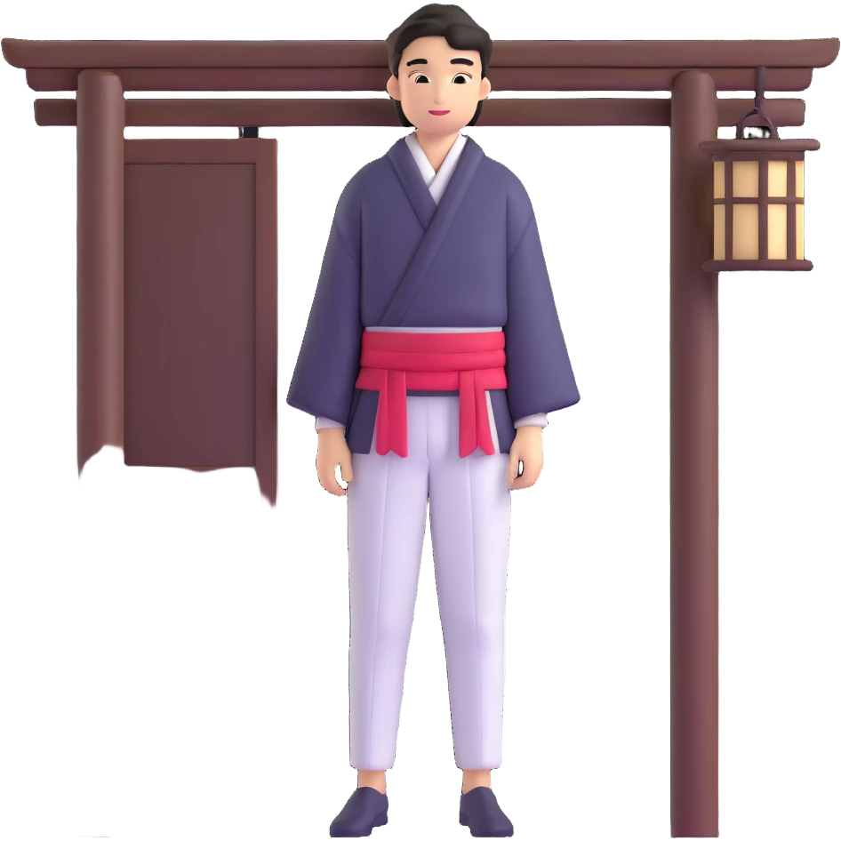 Japanese male high school student staying at traditional inn during school trip emoji