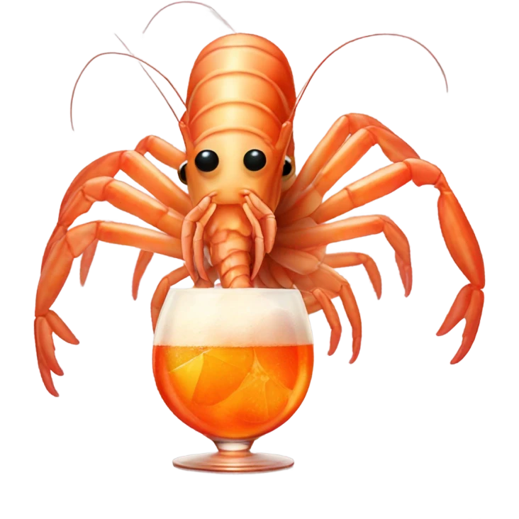 A giant shrimp having an aperol spritz emoji