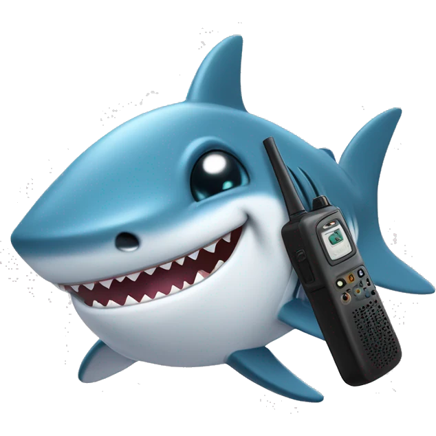 Cute baby shark with a walkie talkie emoji