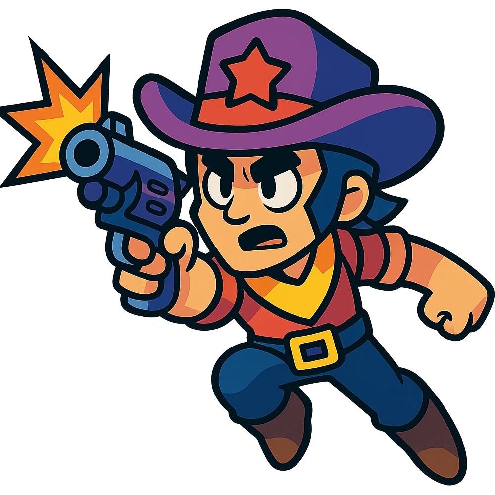 Brawl Stars character in action, comic-inspired look emoji