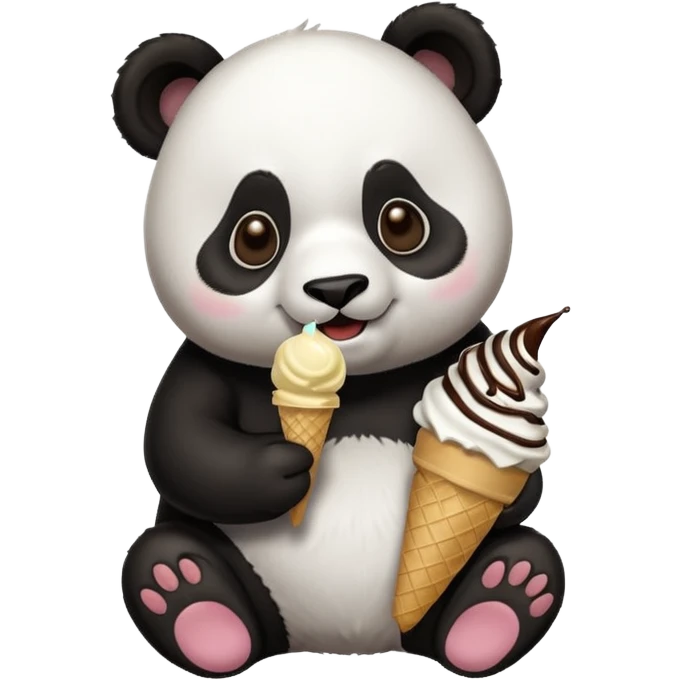 Panda eating ice cream emoji