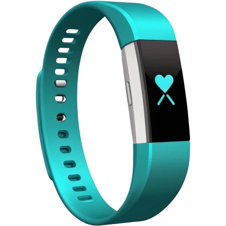 a teal fitbit band lying flat in the style of an ios emoji  emoji