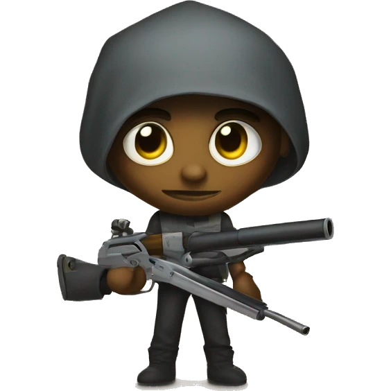 big eyes, holding weapon emoji