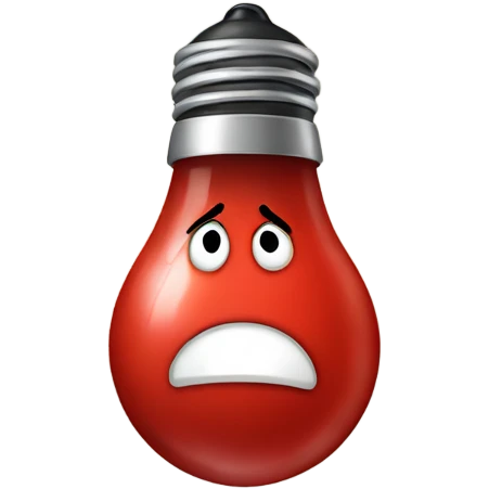 A red bulb disappointed emoji