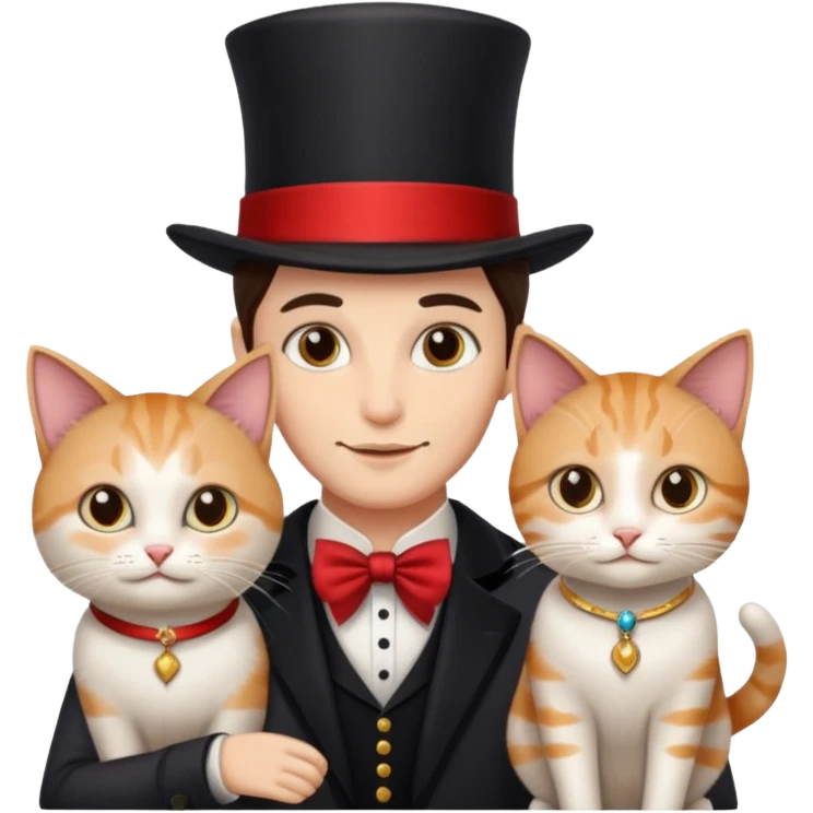 magician couple and their pet cat emoji