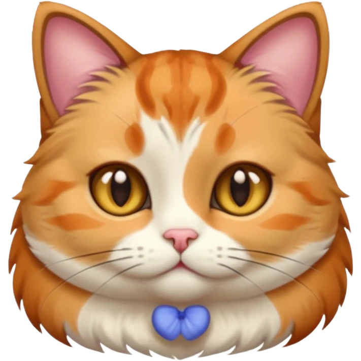 calico cat with cute slim face, small head, hazel eyes, and short but chubby body emoji