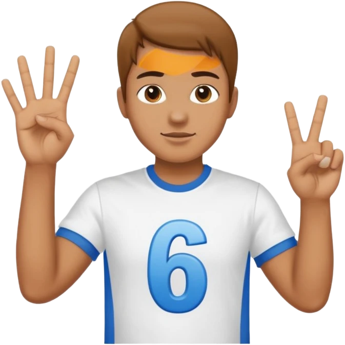 I need a 67 emoji. Like a male person doing six seven hand motion and the numbers 6 and 7 shld be on top of the 2 hands emoji