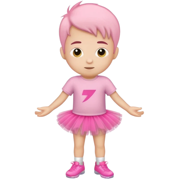 pink tutu wearing boy with tshirt emoji
