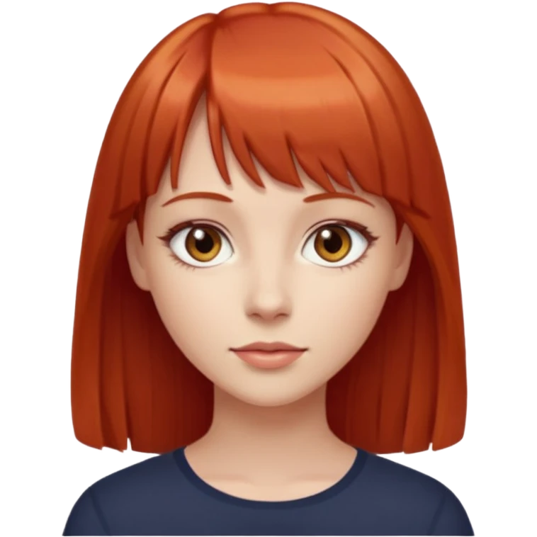 zumbi mulher com cabelo vermelho liso e franja olhos castanhos claros e branca  emoji