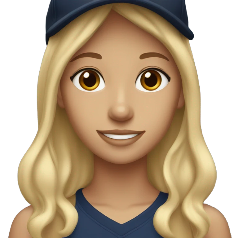 Blonde girl brown eyes wearing navy ballcap emoji