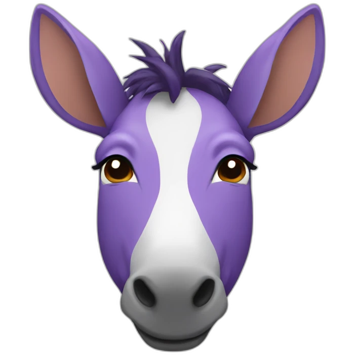 Purple round short bald donkey emoji