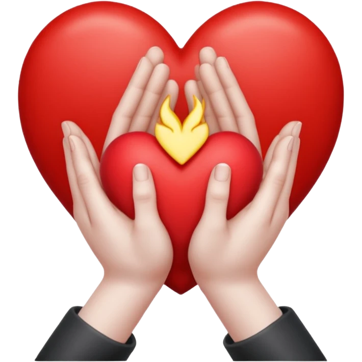 Red heart in praying hands emoji