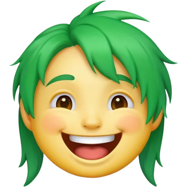 laughing emoji with green hair  emoji