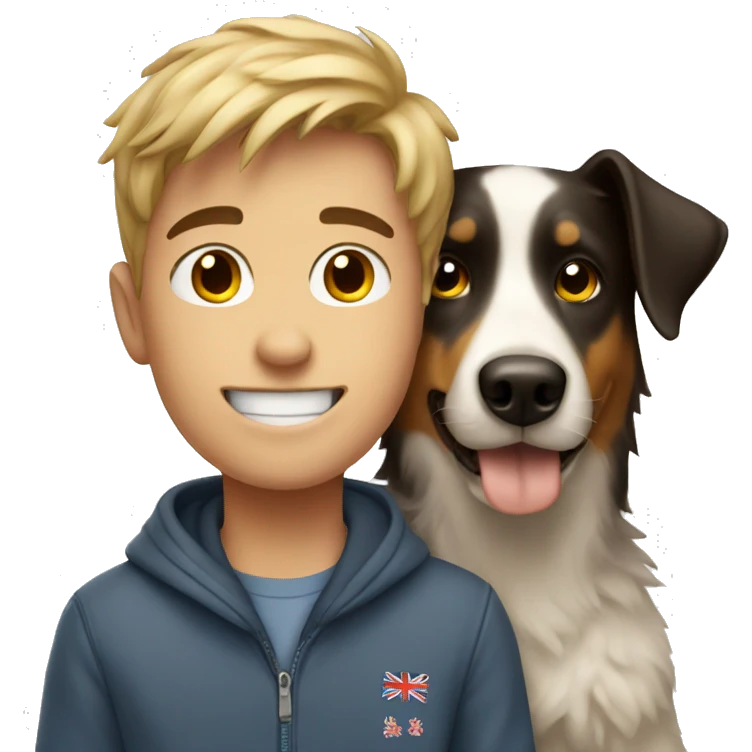 boy with his aussie dog emoji