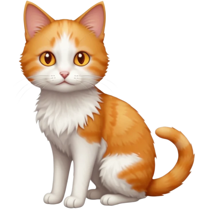 full body of tiny + skinny ginger and white cat with deep orange eyes emoji